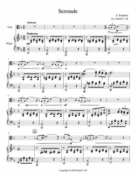 Serenade for viola and piano (arr. Daniel C.M.)