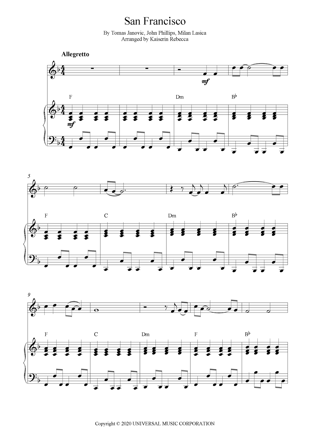 San Francisco (arr. Kaiserin Rebecca)
