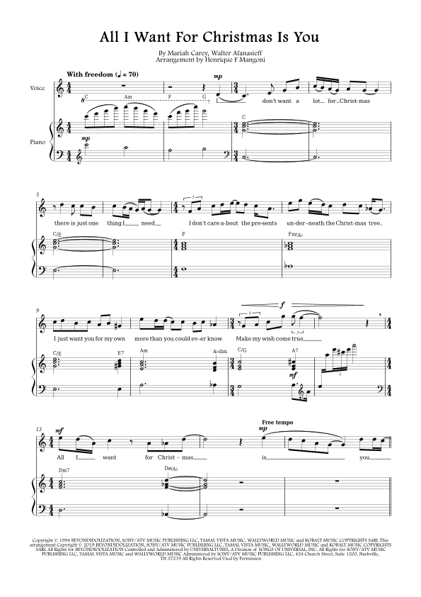 All I Want For Christmas Is You (arr. Henrique F Mangoni)