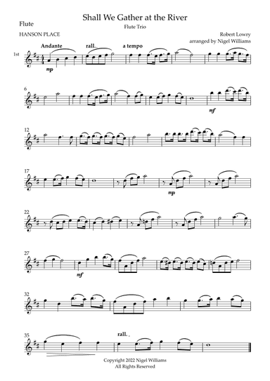 Shall We Gather at the River, for Flute Trio (arr. Nigel Williams)