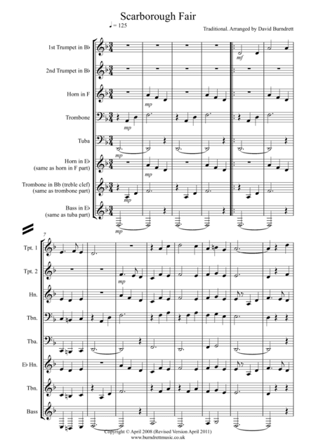 Scarborough Fair for Brass Quintet (arr. David Burndrett)