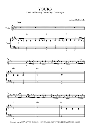 Yours (arr. Bruna T.)