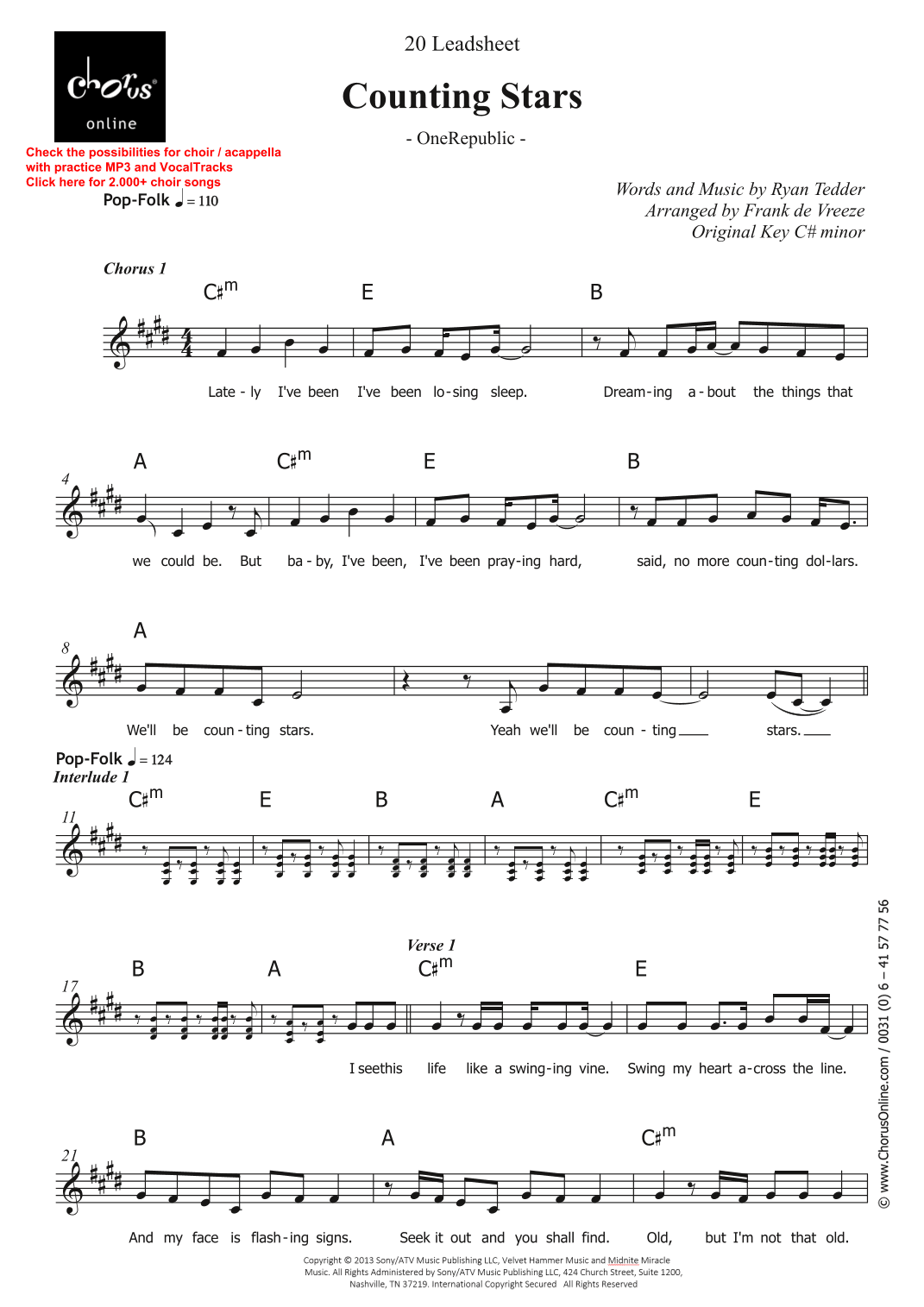 Counting Stars (arr. Frank de Vreeze)