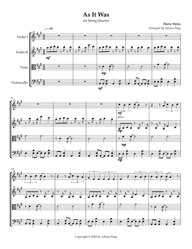 As It Was (arr. Adrian Pang)