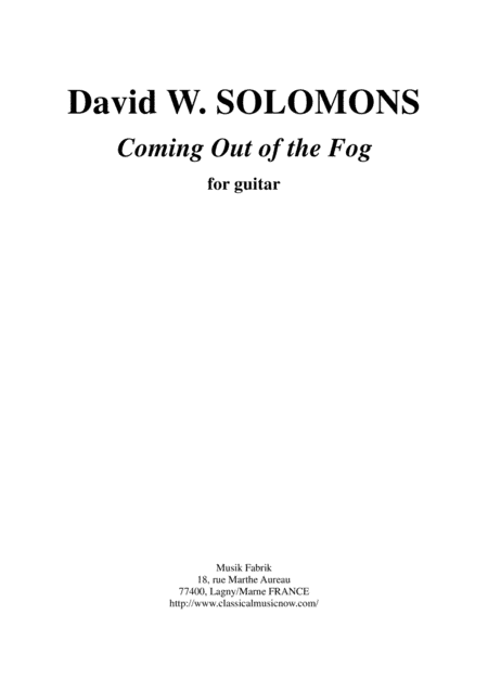 David Warin Solomons: Coming Out of the Fog for solo guitar