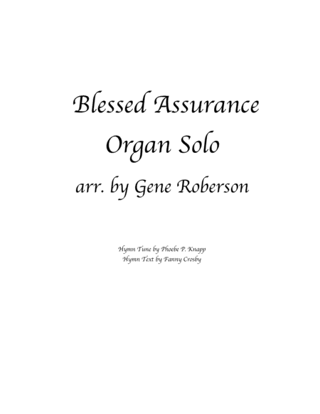 Blessed Assurance for Organ (arr. Gene Roberson)