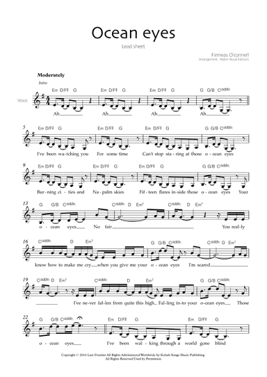 Ocean Eyes (arr. Robin Hood Editions)