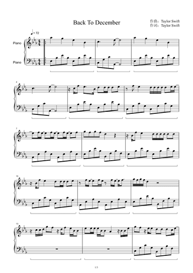 Back To December (arr. Taylor Swift)