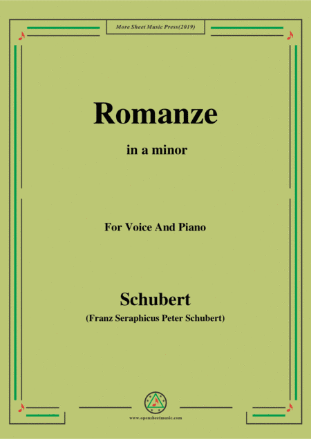 Schubert-Romanze,from 'the play Rosamunde',in a minor,Op.26,for Voice and Piano (arr. MSM)