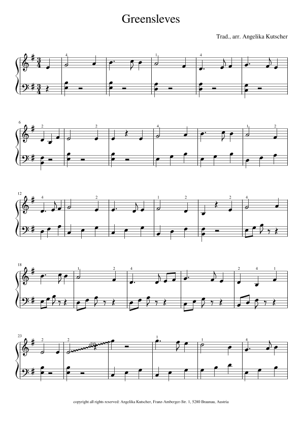 Greensleves (arr. Angelika Kutscher)