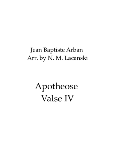 Apotheose Valse IV (arr. Nick Lacanski)