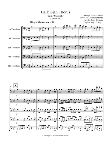 Hallelujah (from "Messiah") (Bb) (Trombone Quintet) (arr. Regis Bookshar)