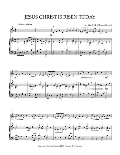 JESUS CHRIST IS RISEN FOR VIOLIN AND PIANO (arr. Garth Williams)