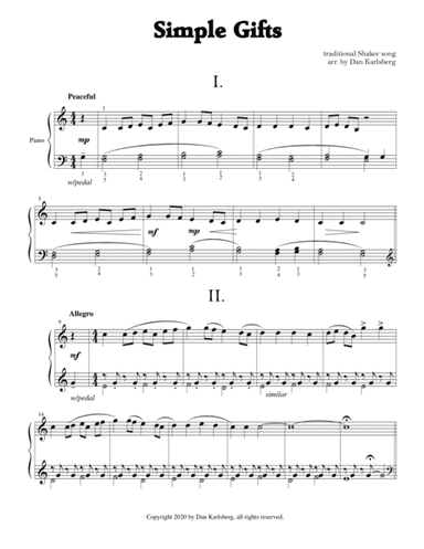 Simple Gifts (5 short versions) (arr. Dan Karlsberg)