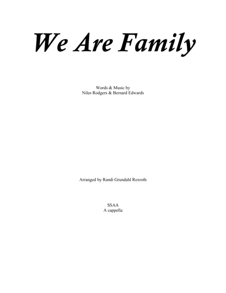 We Are Family (arr. Randi Grundahl Rexroth)