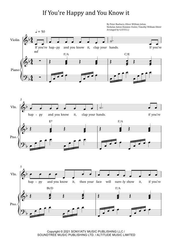 If You're Happy And You Know It (arr. G.D.V.S.L.J)