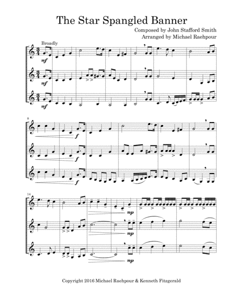 Star Spangled Banner - Trumpet Trio (arr. Michael Raehpour)