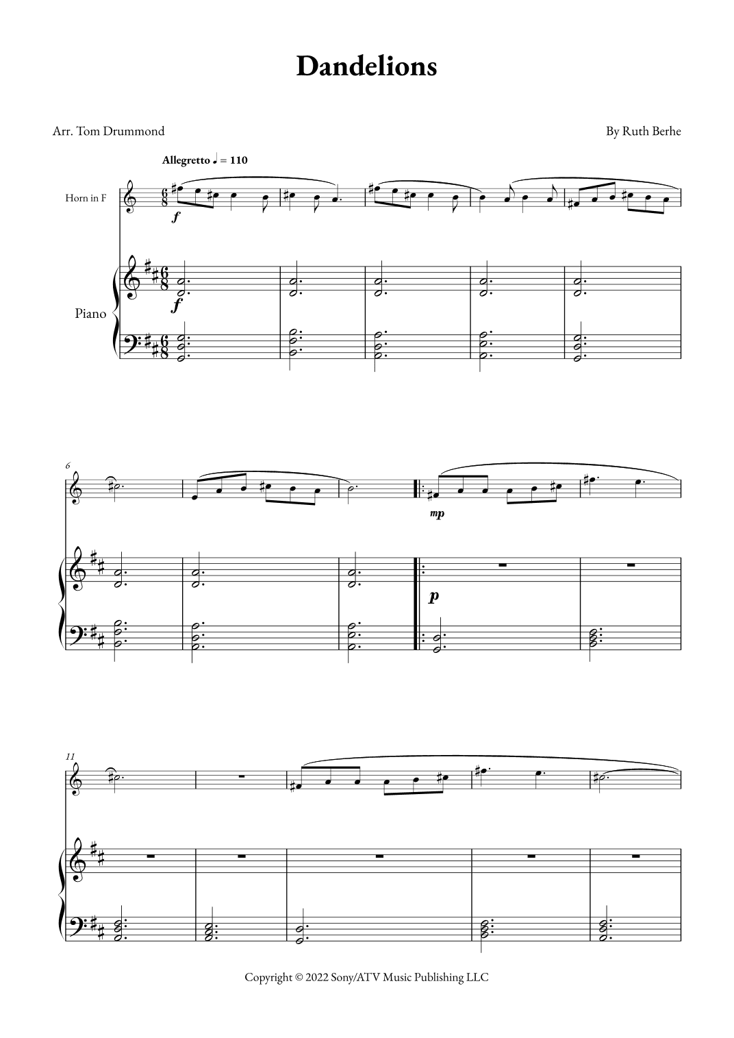 Dandelions (arr. Tom Drummond)