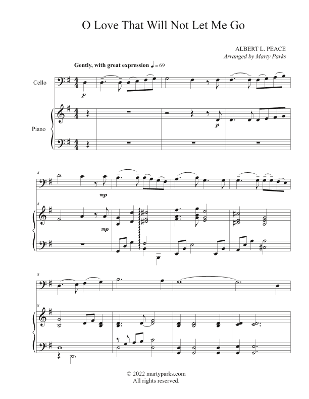 O Love that Will Not Let Me Go (Cello-Piano) (arr. Marty Parks)
