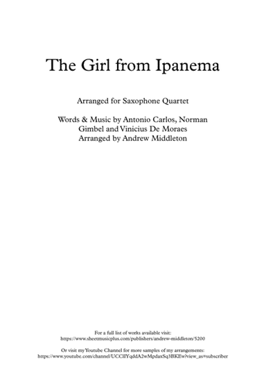 The Girl From Ipanema (garôta De Ipanema) (arr. Andrew Middleton)