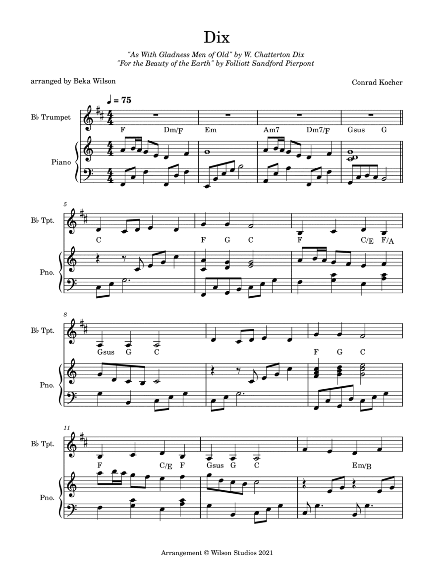As With Gladness Men of Old--trumpet solo (arr. Beka Wilson)