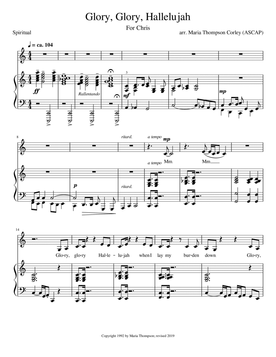 Glory, Glory, Hallelujah (arr. Maria Thompson Corley)