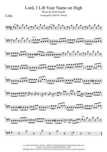 Lord, I Lift Your Name On High (arr. John W. Daniel)