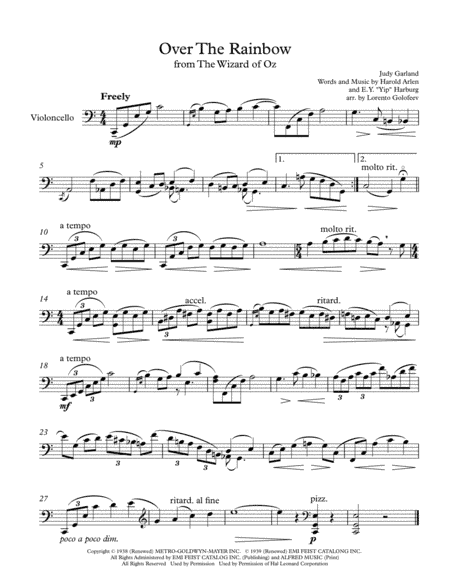 Over The Rainbow (from The Wizard Of Oz) (arr. Lorento Golofeev)