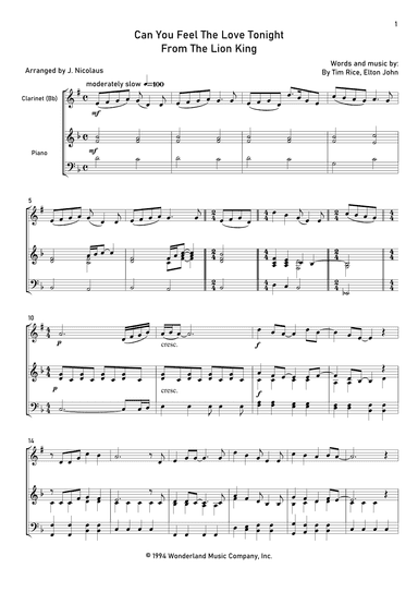 Can You Feel The Love Tonight (arr. John Nicolaus)