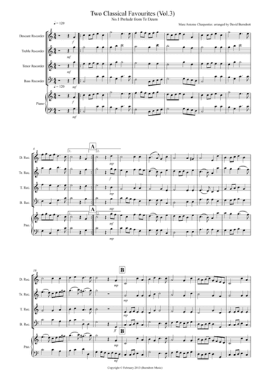 2 Classical Favourites for Recorder Quartet (volume three) (arr. David Burndrett)