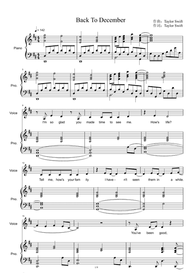 Back To December (arr. Taylor Swift)
