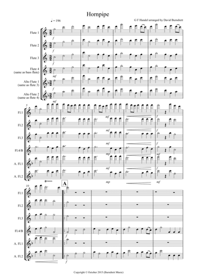 Hornpipe from Handel's Water Music for Flute Quartet (arr. David Burndrett)