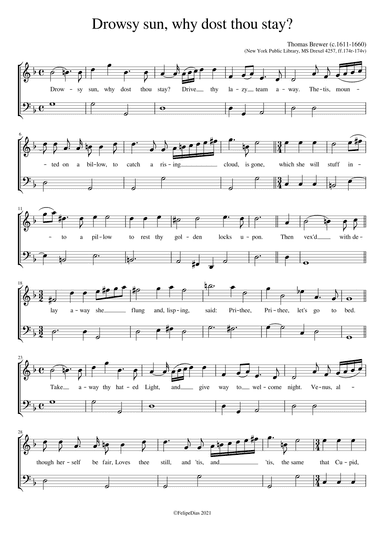 Drowsy sun, why dost thou stay? (arr. Early Music Scores)