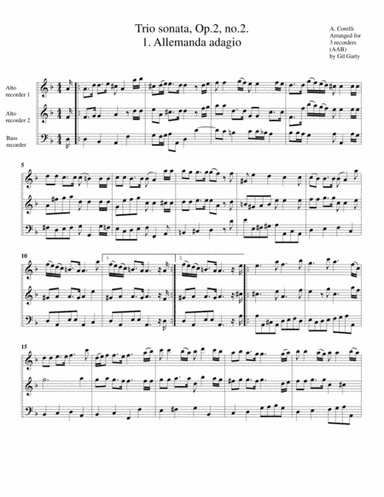 Trio sonata, Op.2, no.2 (arrangement for 3 recorders) (arr. Gil Garty)