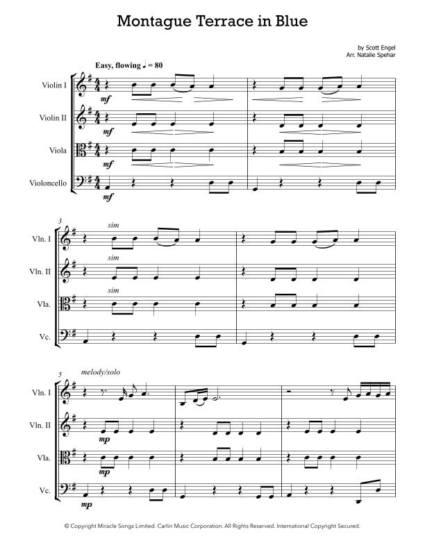 Montague Terrace In Blue (arr. Natalie Spehar)