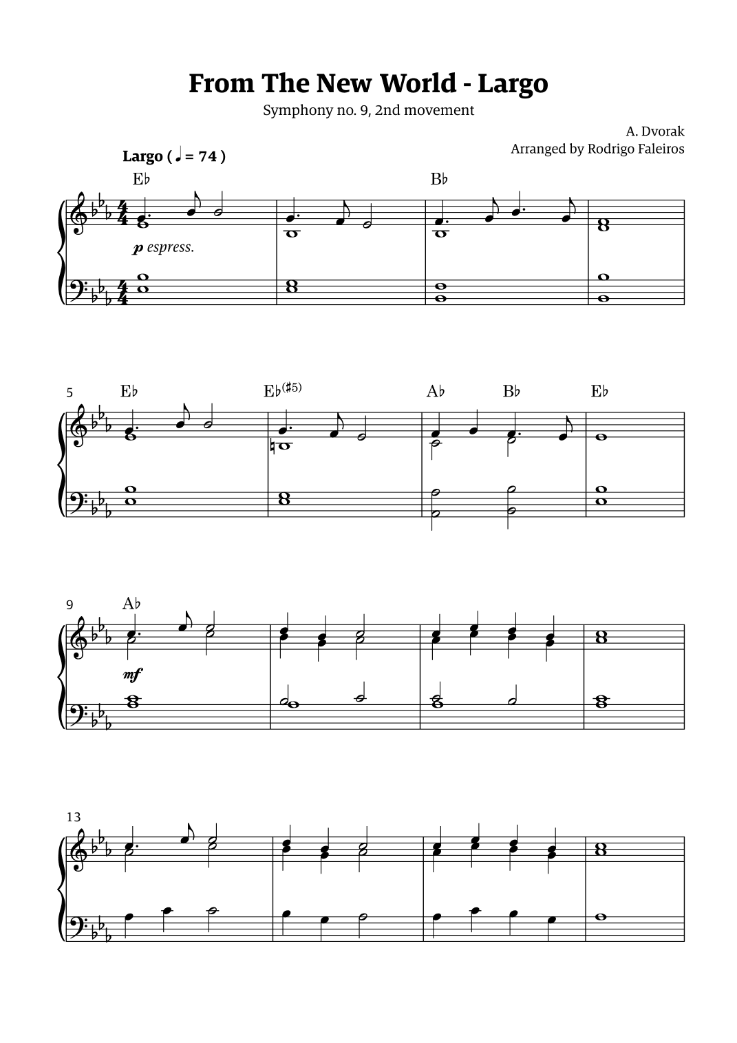 Largo (2nd movement of the Symphony no. 9 'From The New World') (arr. Rodrigo Faleiros)