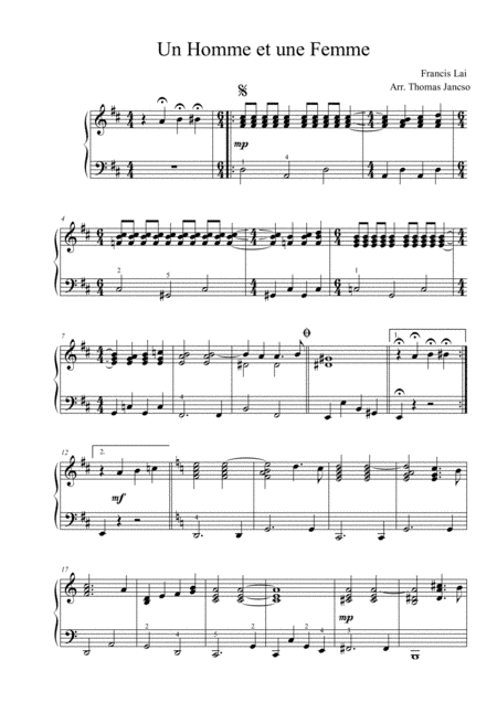 Un Homme Et Une Femme (arr. Thomas Jancso)