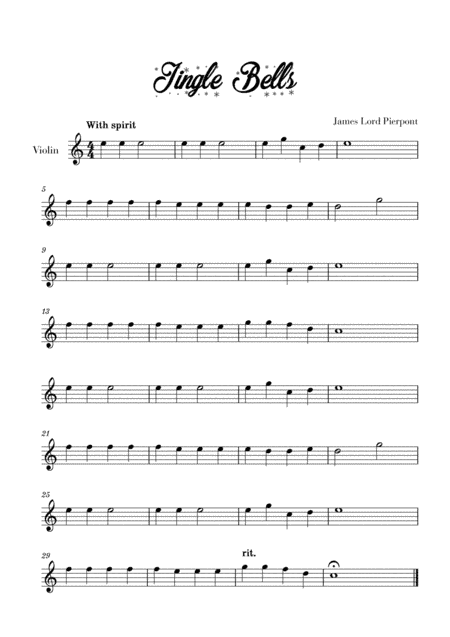 Jingle Bells - Easy/Beginner (for Violin) (arr. Cadenza Editions)