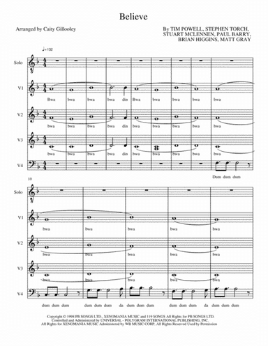 Believe (arr. Caity Gillooley)
