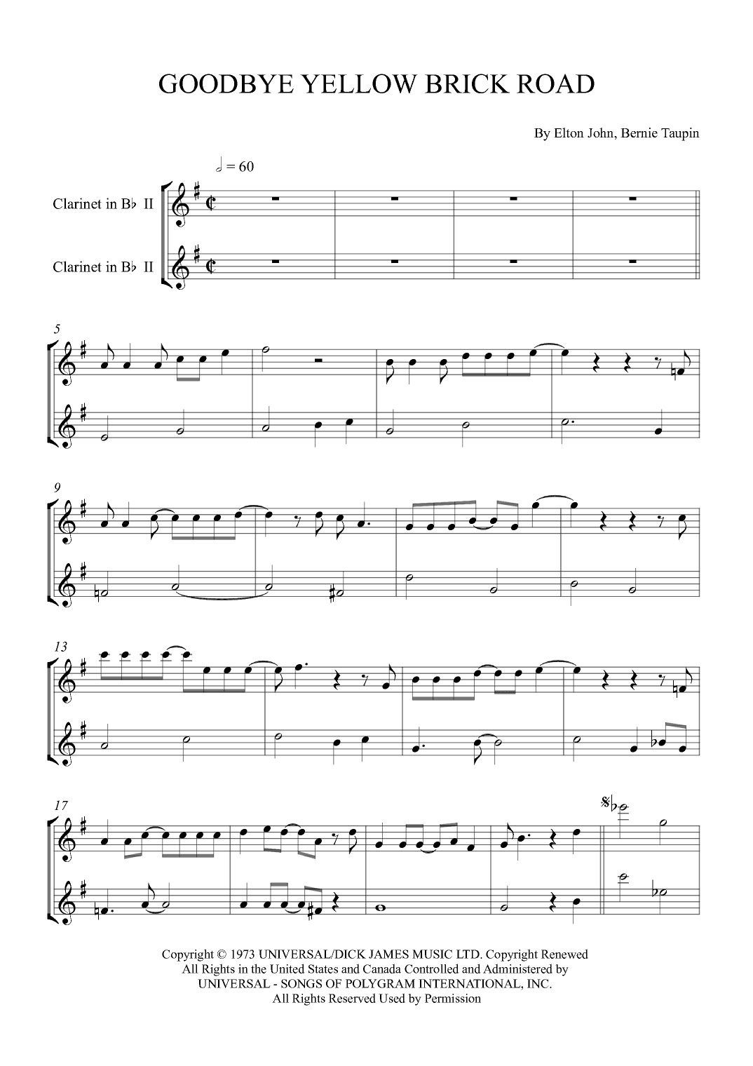 Goodbye Yellow Brick Road (arr. Alex Nunes Rodrigues)