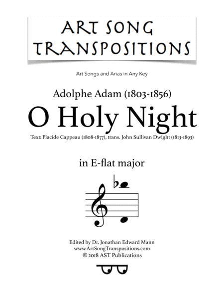ADAM: O Holy Night (transposed to E-flat major) (arr. ArtSongTranspositions.com)