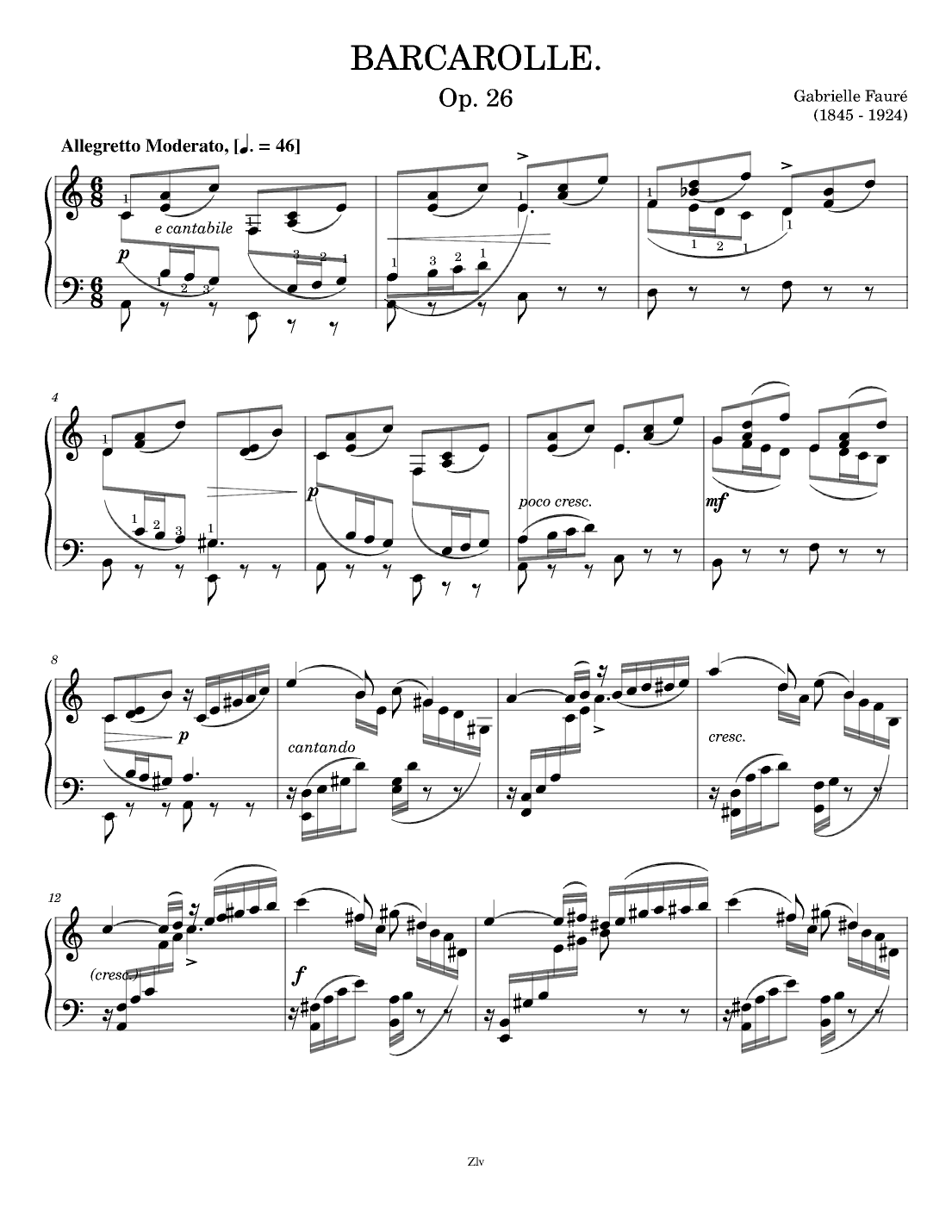 BARCAROLLE - Op.26 (arr. Zellev)