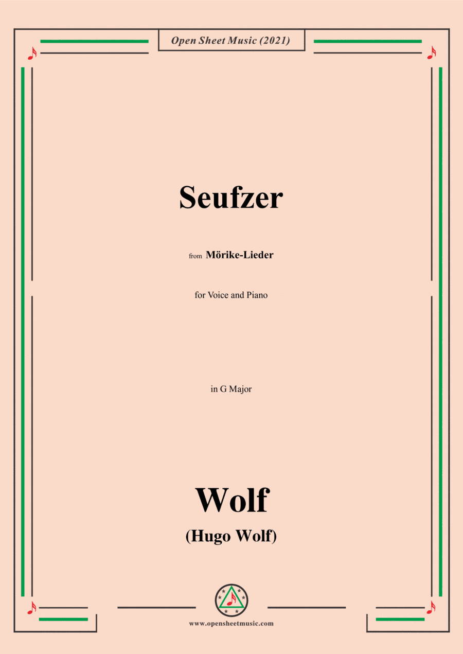 Wolf-Seufzer,IHW 22 No.22,from Morike-Lieder,for Voice and Piano (arr. Open Cloud)