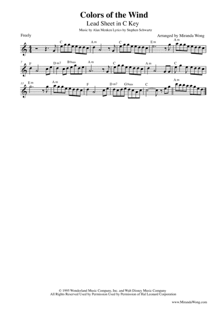Colors Of The Wind (arr. Miranda Wong)