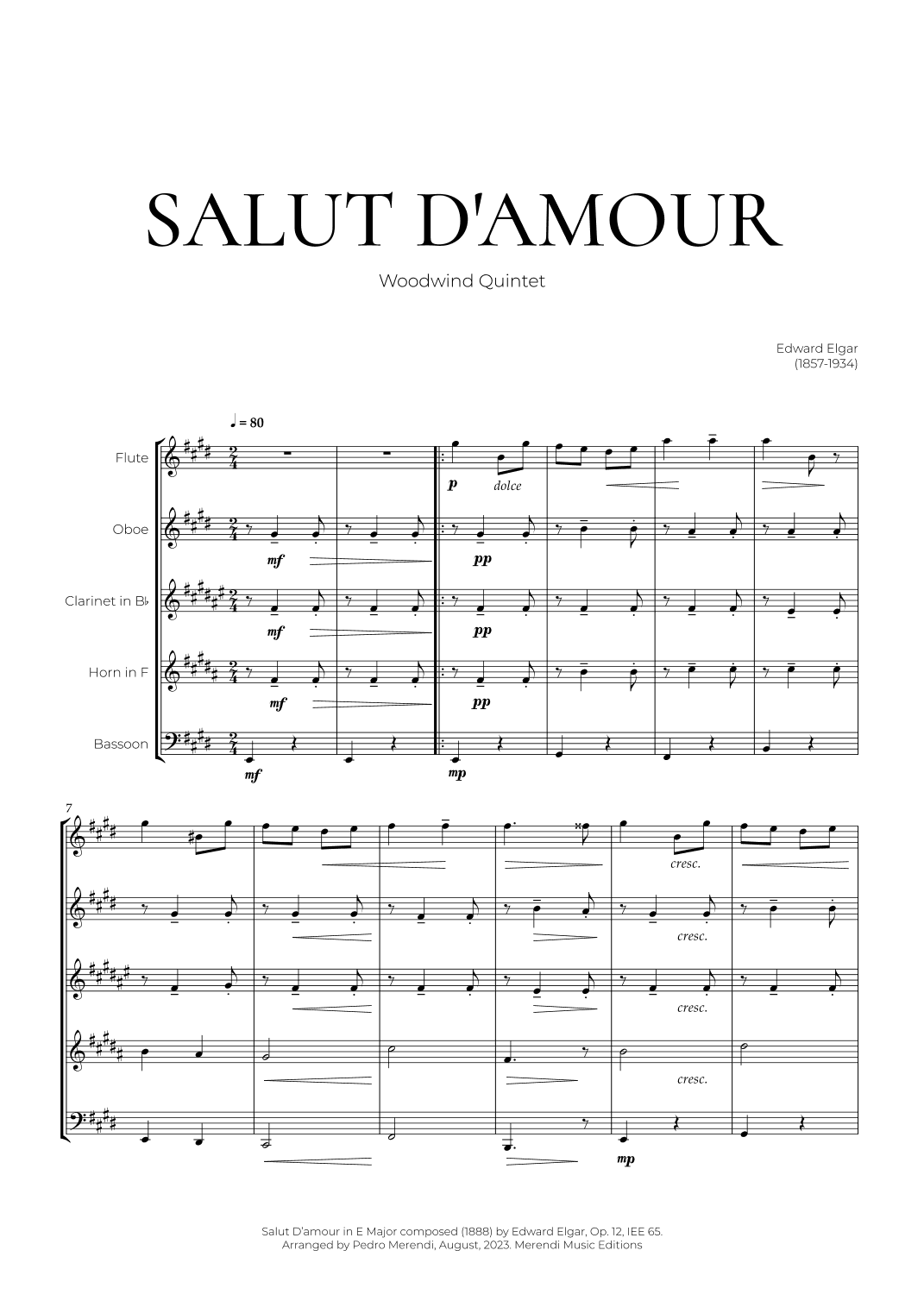 Salut D’amour (Woodwind Quintet) - Edward Elgar (arr. Pedro Merendi)