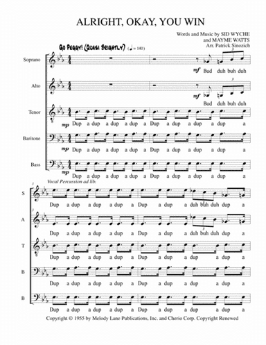 Alright, Okay, You Win (arr. Patrick Sinozich)