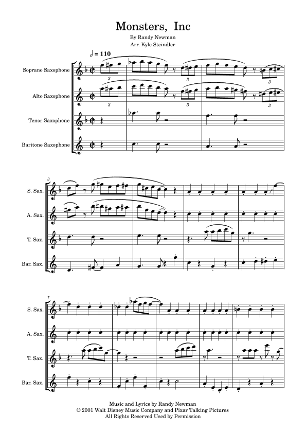 Monsters Inc. (arr. Kyle Steindler)