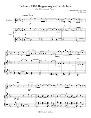 Debussy 1905 Clair de lune (arr. R G Roth)