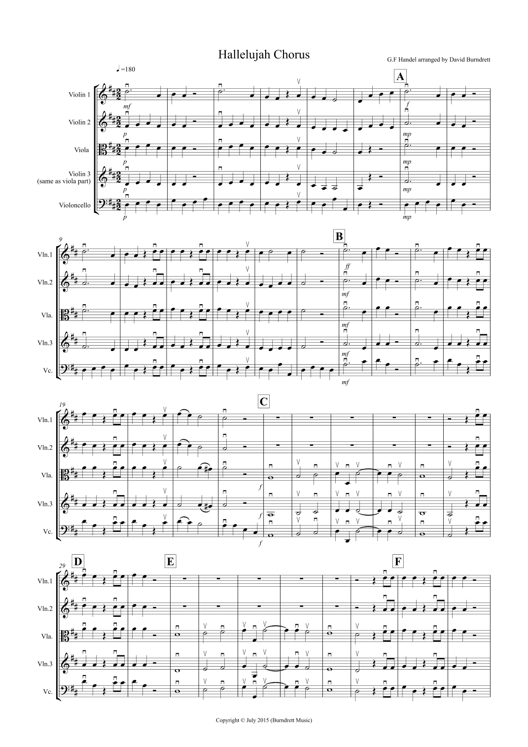 Hallelujah Chorus for String Quartet (arr. David Burndrett)