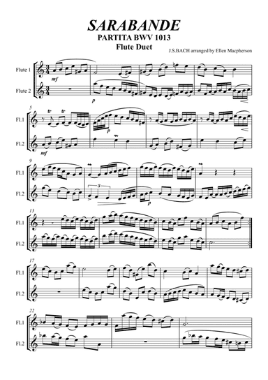 Sarabande by J.S.BACH - Flute Duet (arr. Ellen Macpherson)